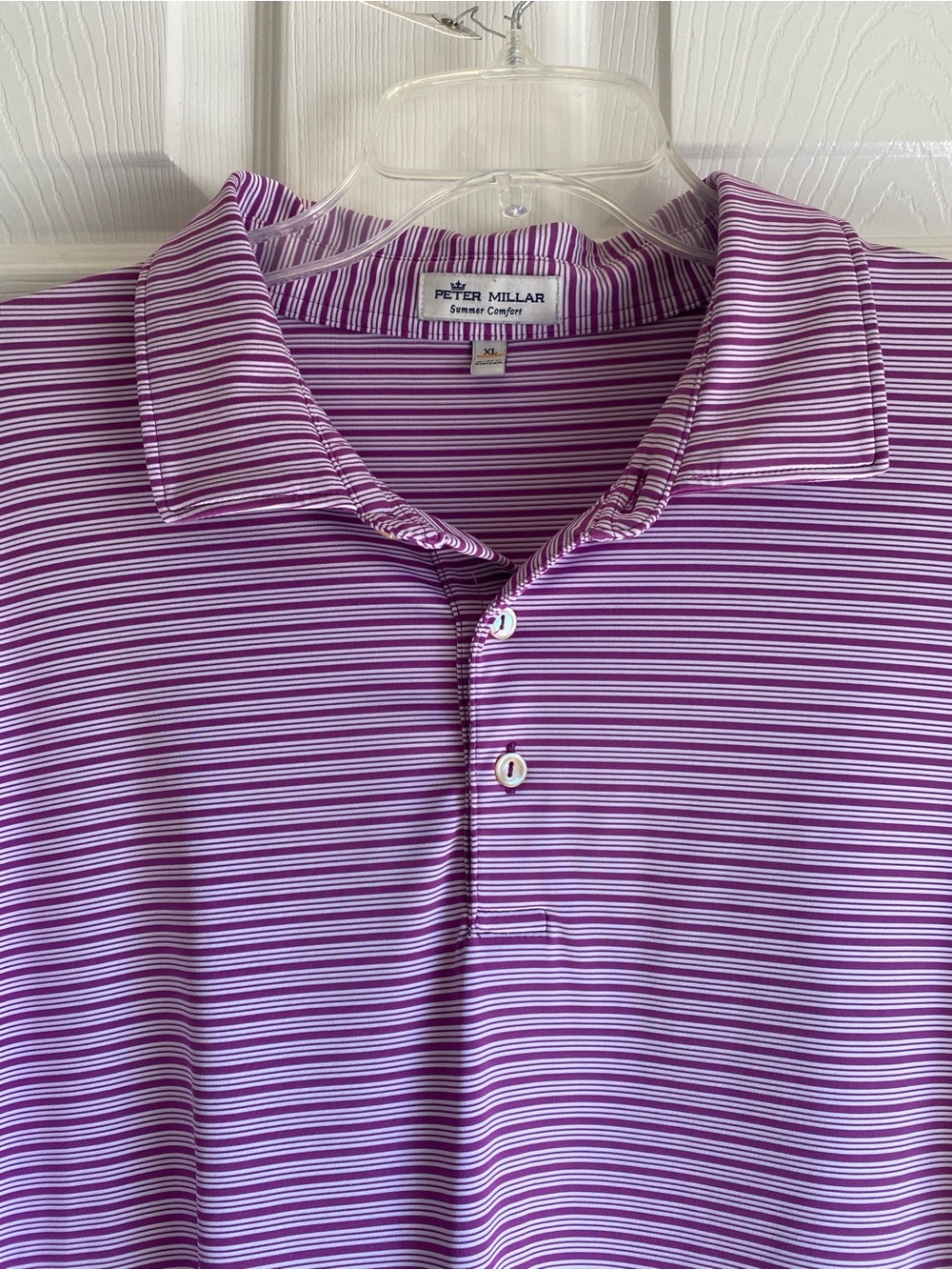 Peter Millar Summer Comfort Men’s XL Purple Stripe Golf Polo